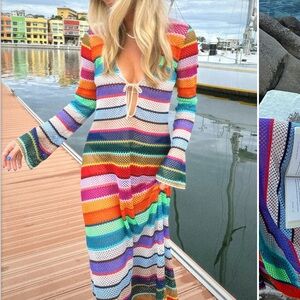 Show Me Your MuMu Multicolor Striped Swim Coverup